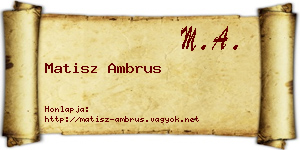 Matisz Ambrus névjegykártya